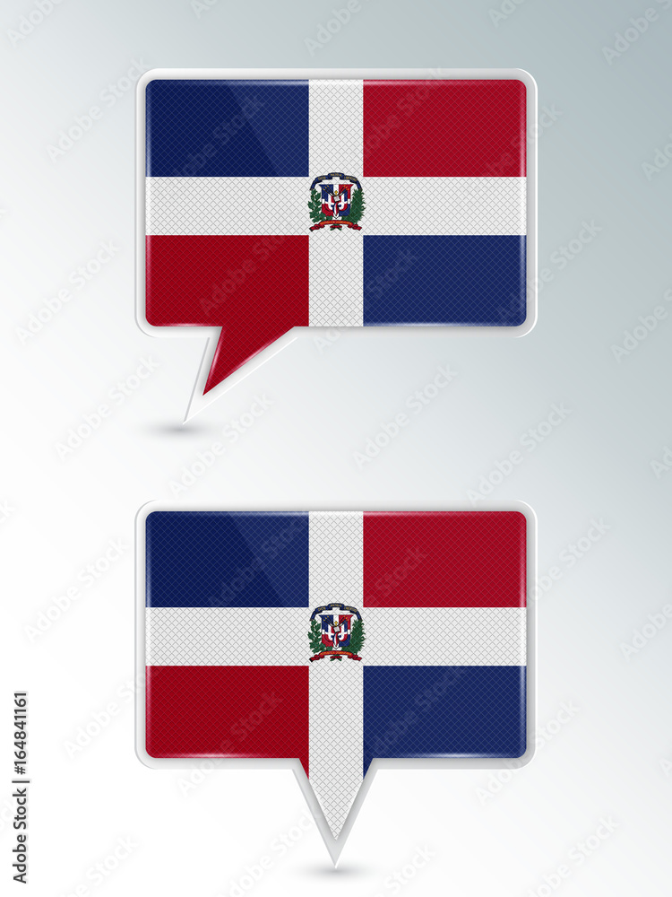 A set of pointers. The national flag of Dominican republic on the location indicator. Vector illustration.