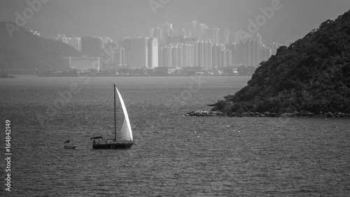 View From Hong Kong Plover Cove Reservoir: monochrome