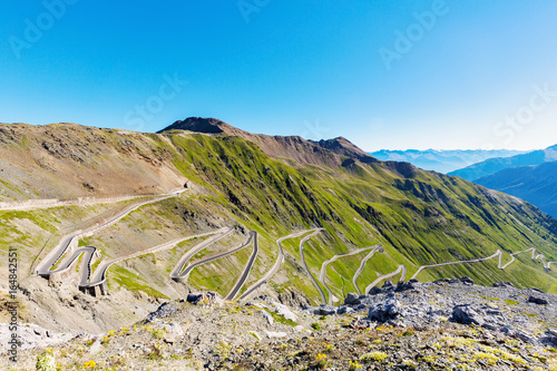 Stelvio National Park (IT) - Vista  della strada e tornanti del versante Trentino photo