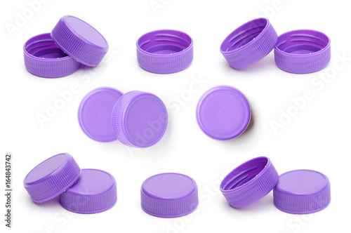 purple plastic bottle cap on white background