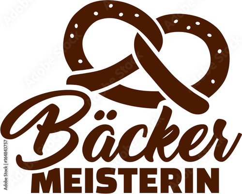 Female baker master german with pretzel