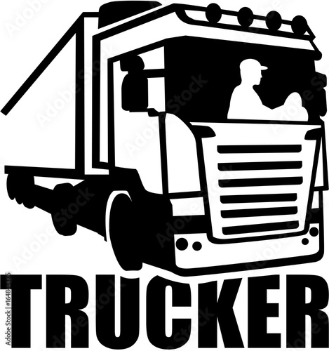 Trucker silhouette with job title
