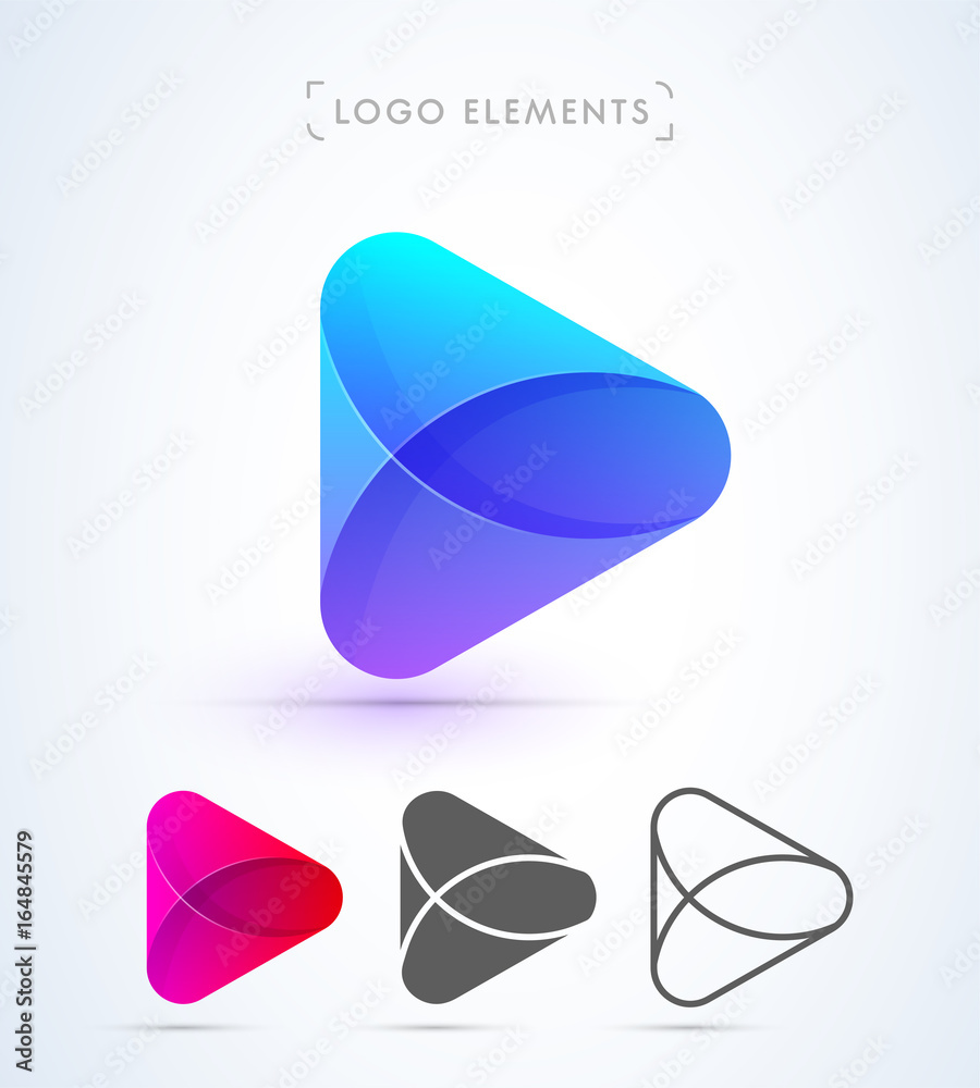 Abstract Play button logo in material design style. Application icon Stock  Vector | Adobe Stock