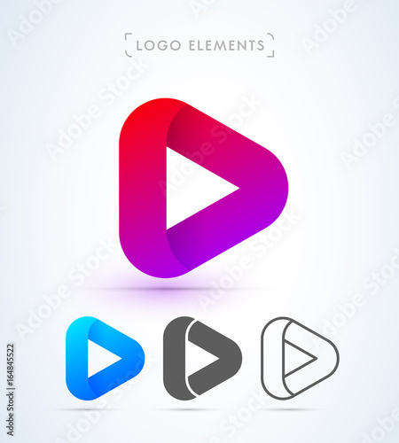 Play button logo in material design style. Application icon