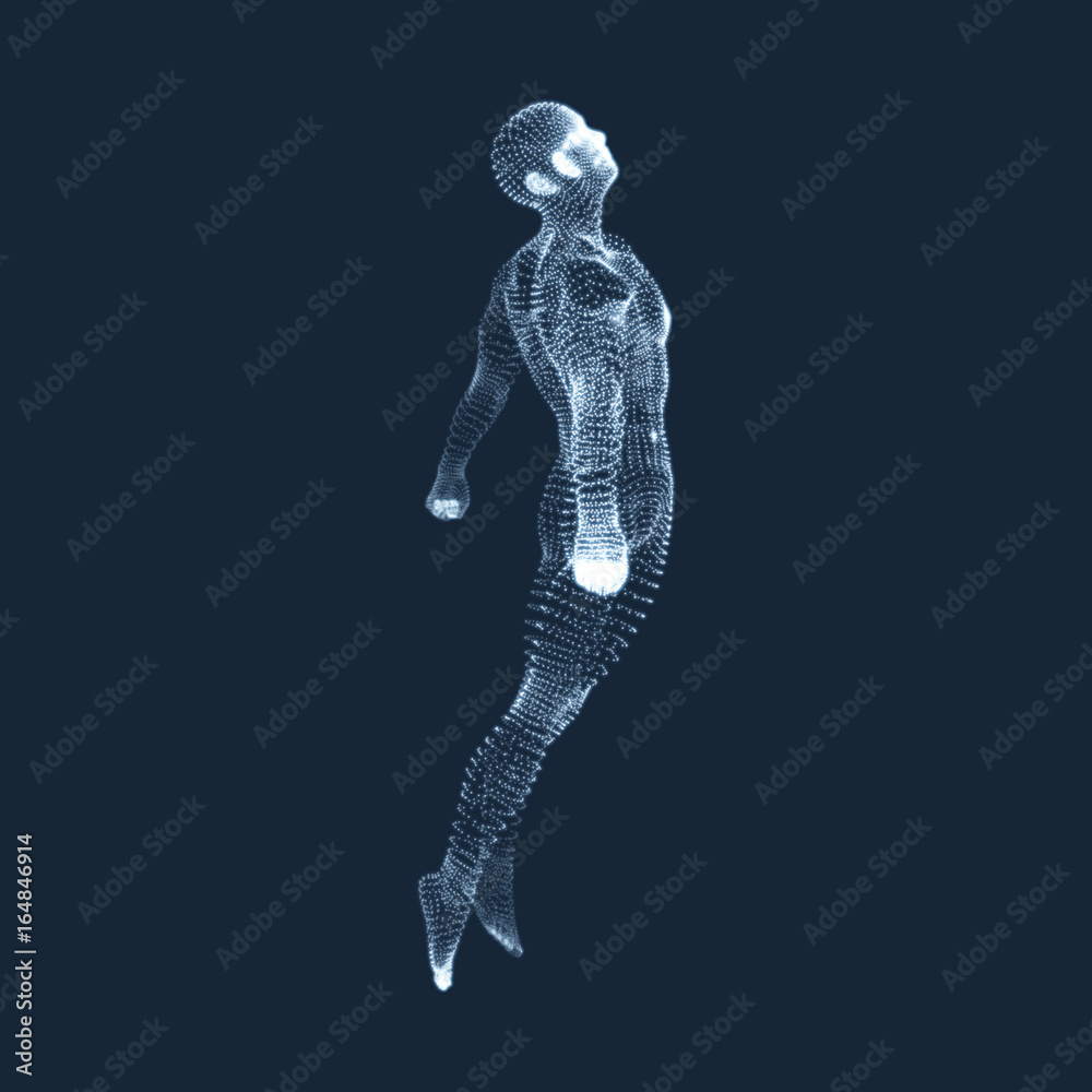 Business, Freedom or Happiness Concept. 3D Model of Man. Human Body