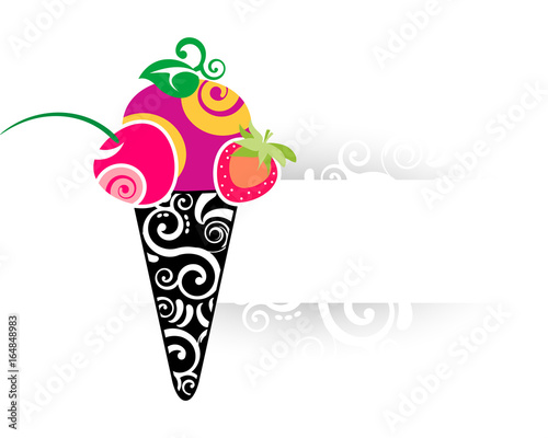 ice cream summer tropical label
