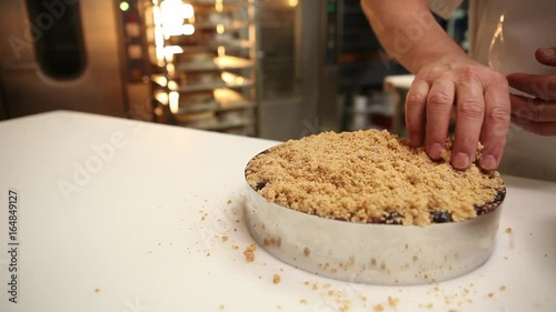 Preparing kuchen pastry