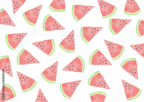 Watermelon Slices - Watercolor Background White