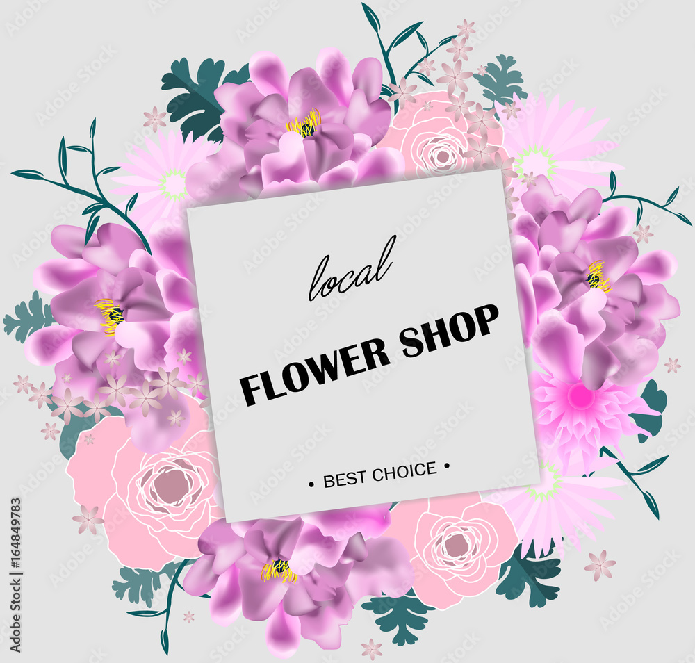 Flower shop background vector illustration - obrazy, fototapety, plakaty 