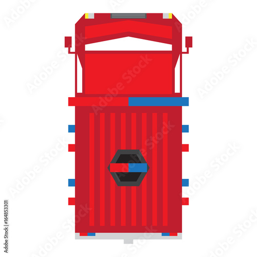 Isolated top view of a firetruck, Vector illustration