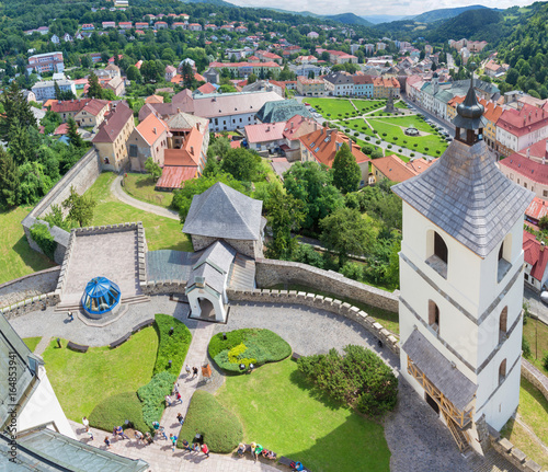 Kremnica  - The outlook from the tower of St. Catherine church to the town and Safarikovo square. photo