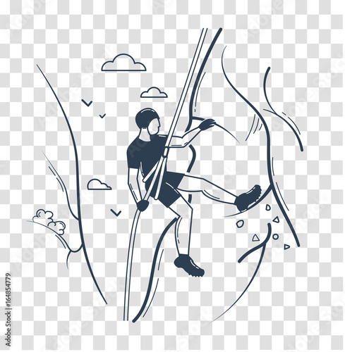 silhouette of a  climber  linear style