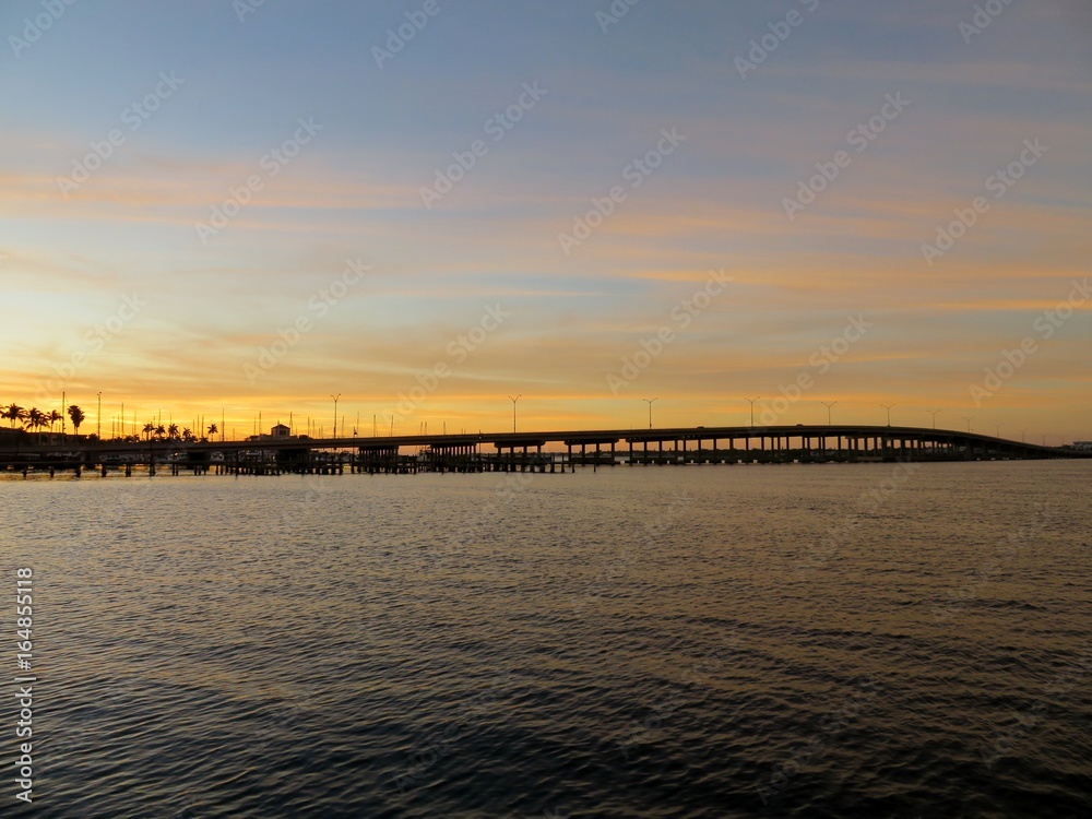 Bridge at sunset in Bradenton, Florida near the Riverwalk