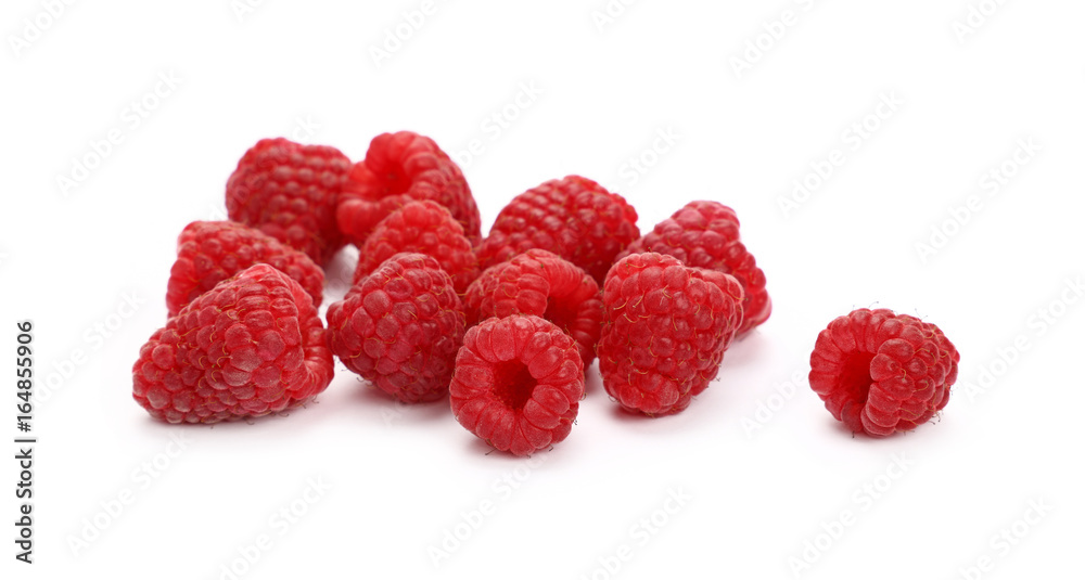 Fresh red ripe raspberries on white, close up Fresh red ripe raspberries on white, close up