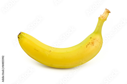 One ripe yellow banana isolated on white