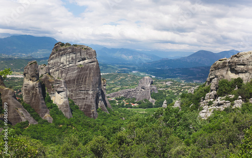 Beautiful scenery at Meteora rock formations, UNESCO World Heritage Site, Trikala, Greece 