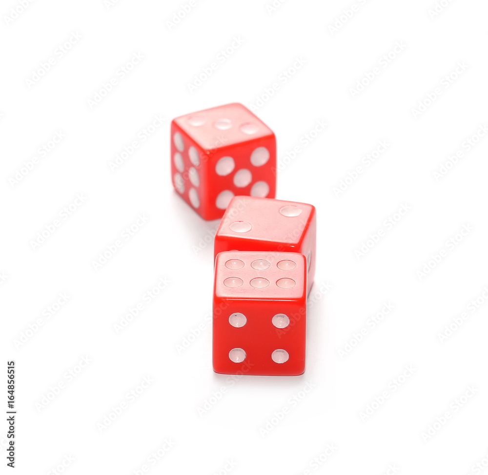 Red gambling dice isolated on white background Red gambling dice isolated on white background