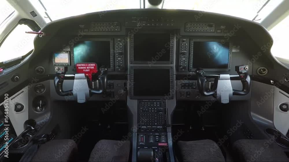 Cockpit interior of private aircraft - systems turned off Cockpit interior of private aircraft - systems turned off