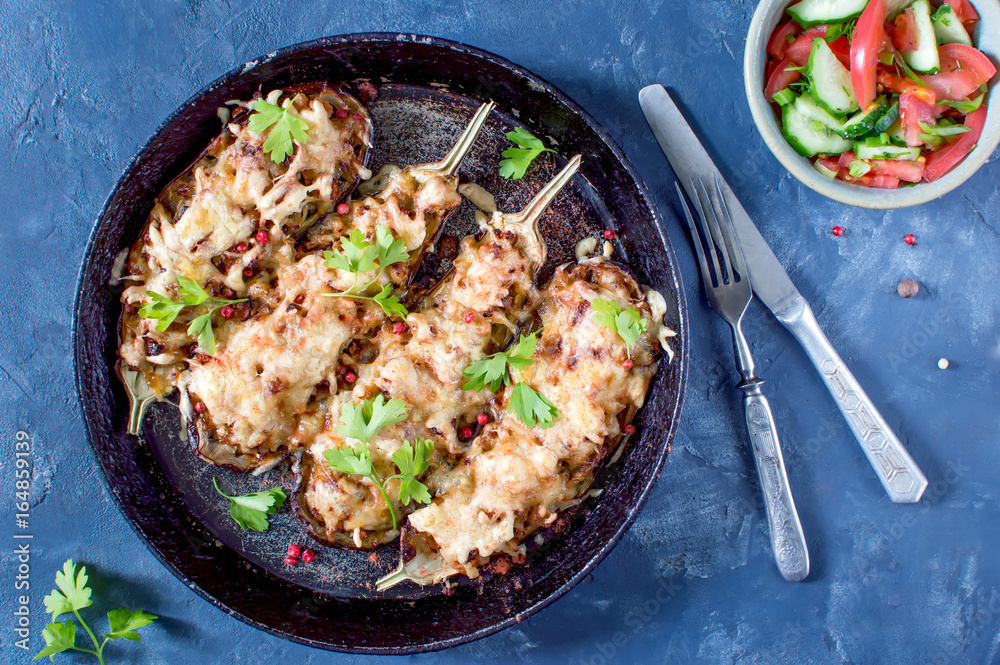 Baked eggplants with cheese