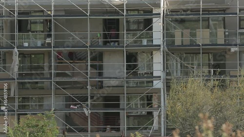 Construction site scaffolding