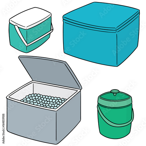 vector set of ice box and ice bucket