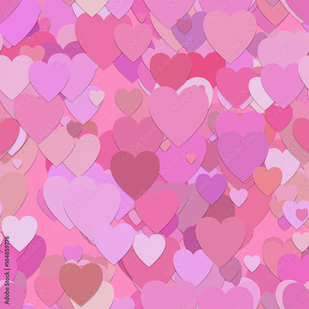Seamless valentines day pattern background - vector graphic from hearts in pink tones