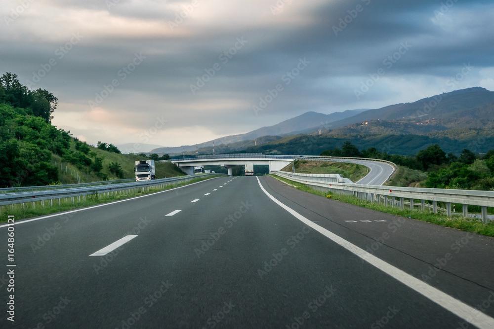 Winding Highway through the rural landscape in Serbia