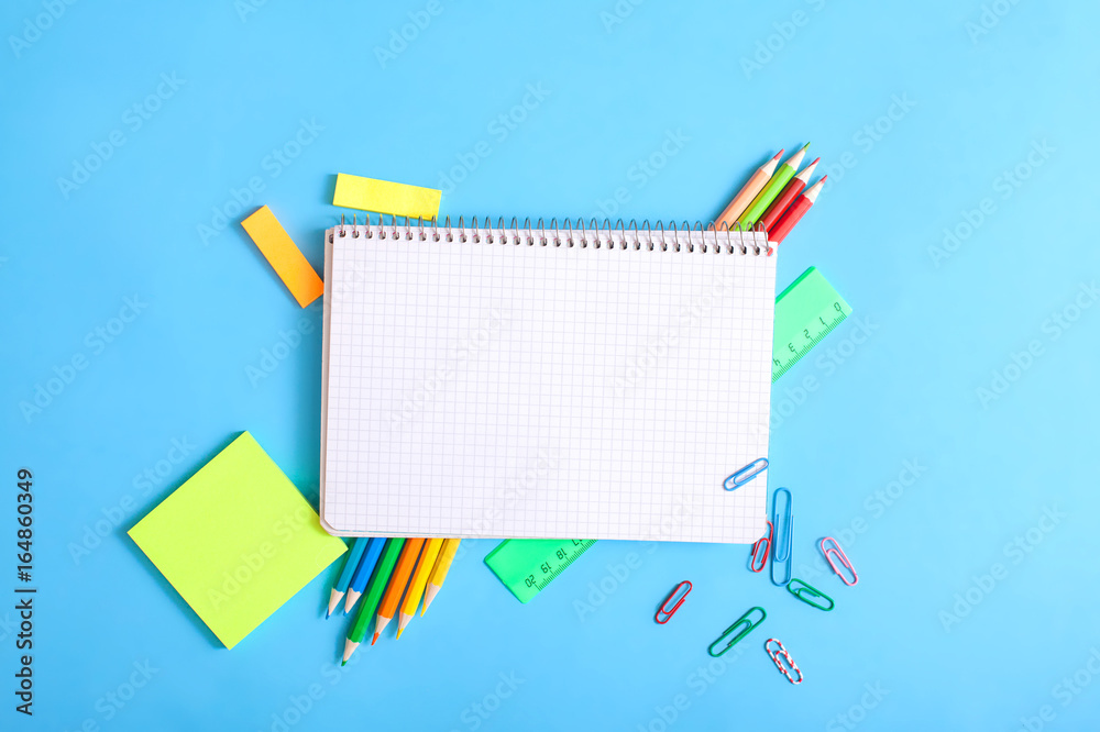 School and office supplies, background with copy space. School fashion. Back to school concept School and office supplies, background with copy space. School fashion. Back to school concept