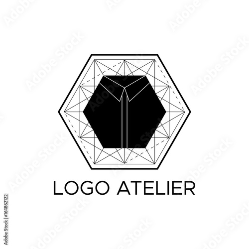 The logo Atelier. Vector template for the fashion industry. Element for Studio sewing and tailoring. Illustration in modern style