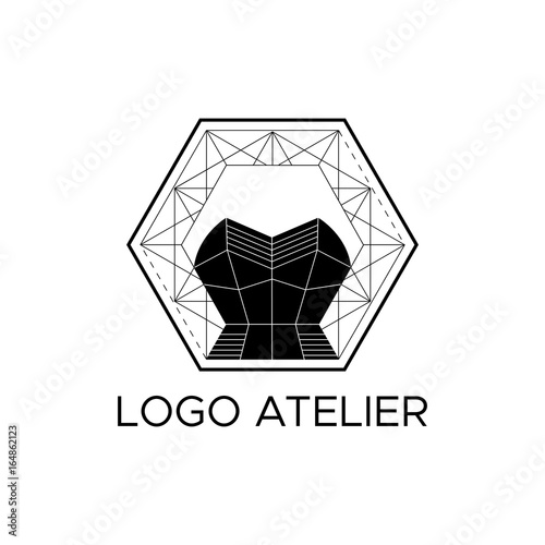 The logo Atelier. Vector template for the fashion industry. Element for Studio sewing and tailoring. Illustration in modern style