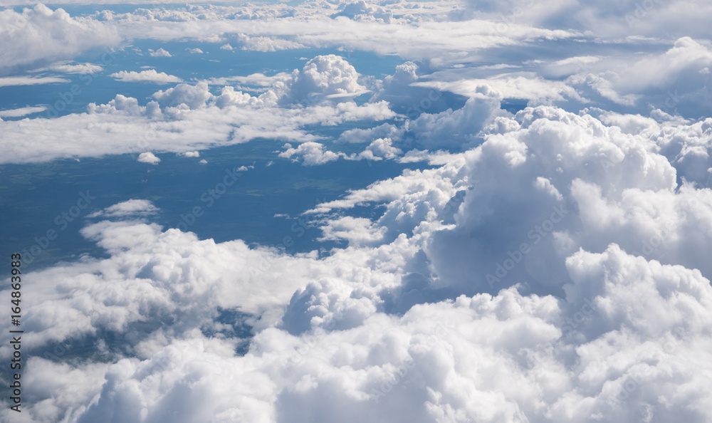 blue sky with the clouds from the plane view blue sky with the clouds from the plane view