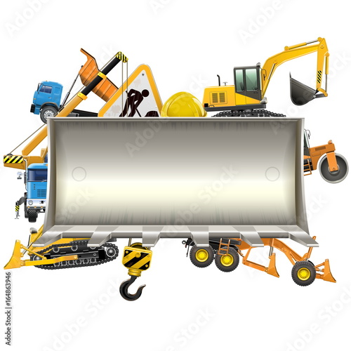 Vector Construction Frame with Bulldozer Shovel