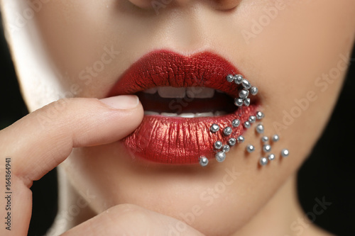 Lips of beautiful young wom...