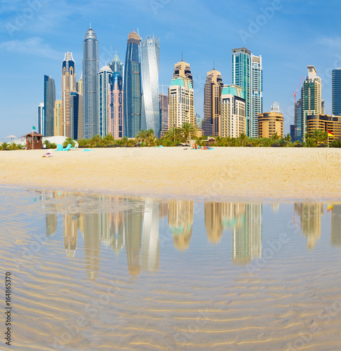 Dubai - The Marina towers from beach.