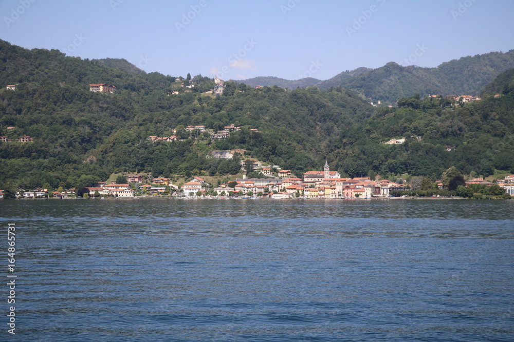 Lake Orta view from Orta San Giulio to Pella, Piedmont Italy 
