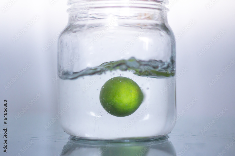 Lemon drop in water. Lemon drop in water.