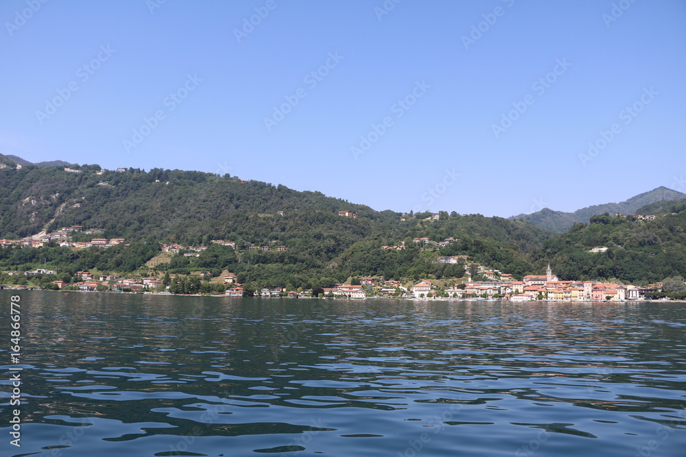 View to Pella from Lake Orta, Piedmont Italy 