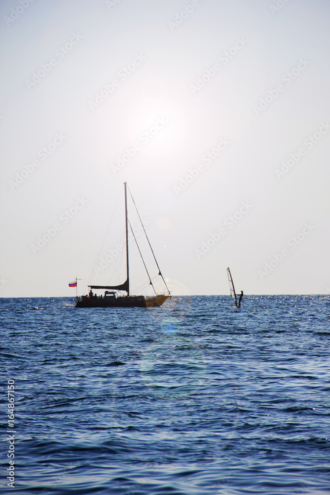 sailing yacht and girl