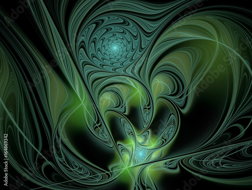 Green abstract fractal art. Abstract painting color texture. Computer-generated image.