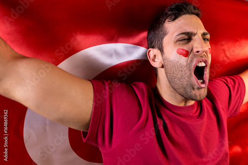 Turkish Guy Celebrating with Turkey Flag