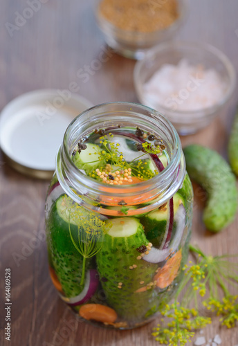 Pickled cucumbers, homemade preserved