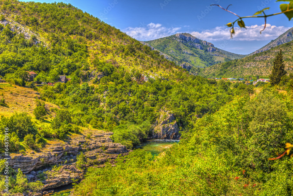 Hills and mountains above the Moraca canyon, HDR Image.