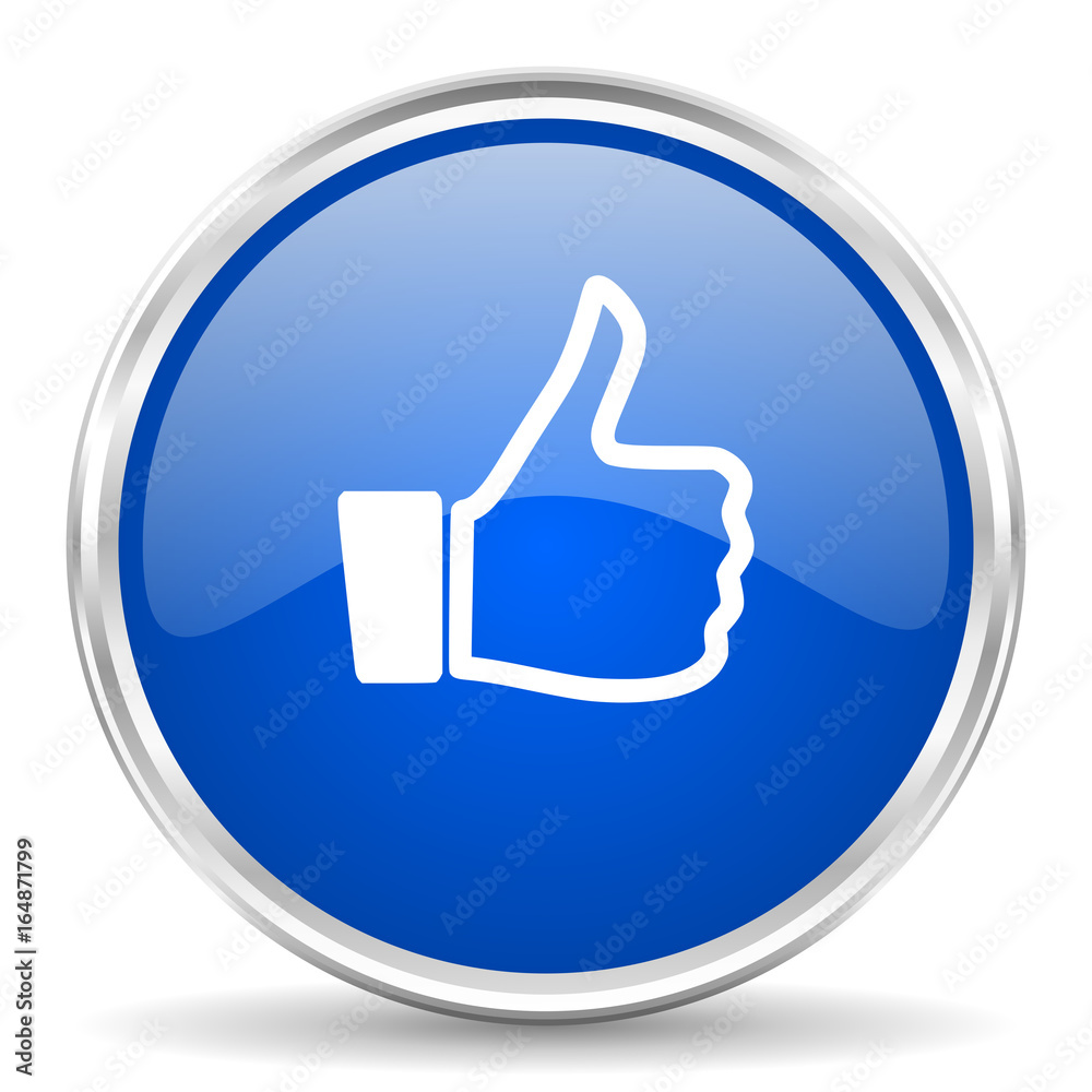 Like blue glossy vector icon. Chrome border round web button. Silver metallic pushbutton. Like blue glossy vector icon. Chrome border round web button. Silver metallic pushbutton.