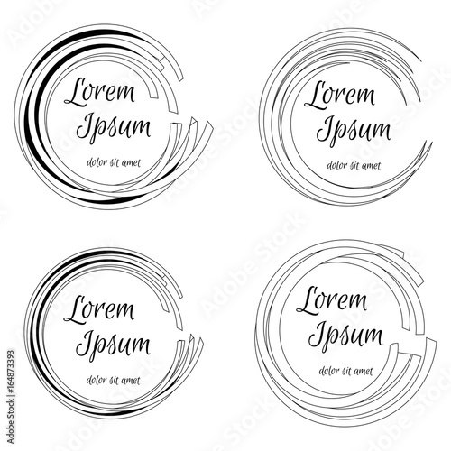 Round  frames with your text for Your Design. Vector illustration. Abstract logo. Hand drawn. Black and white sample