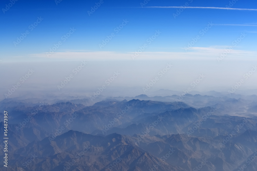 Abstract background of mountains and blue sky
