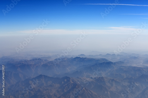 Abstract background of mountains and blue sky