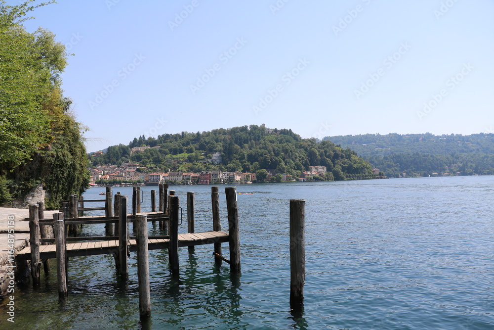 Island of San Giulio at Lake Orta in summer, Piedmont Italy Island of San Giulio at Lake Orta in summer, Piedmont Italy