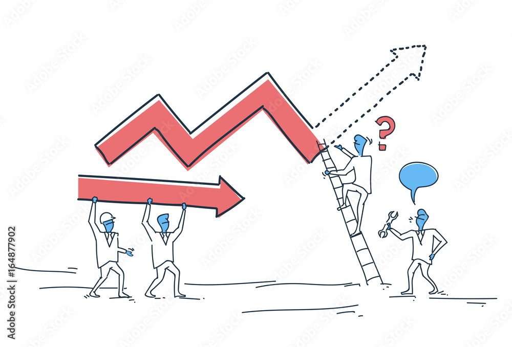 Business People Group Building Finance Graph With Arrow Up Analysis ...