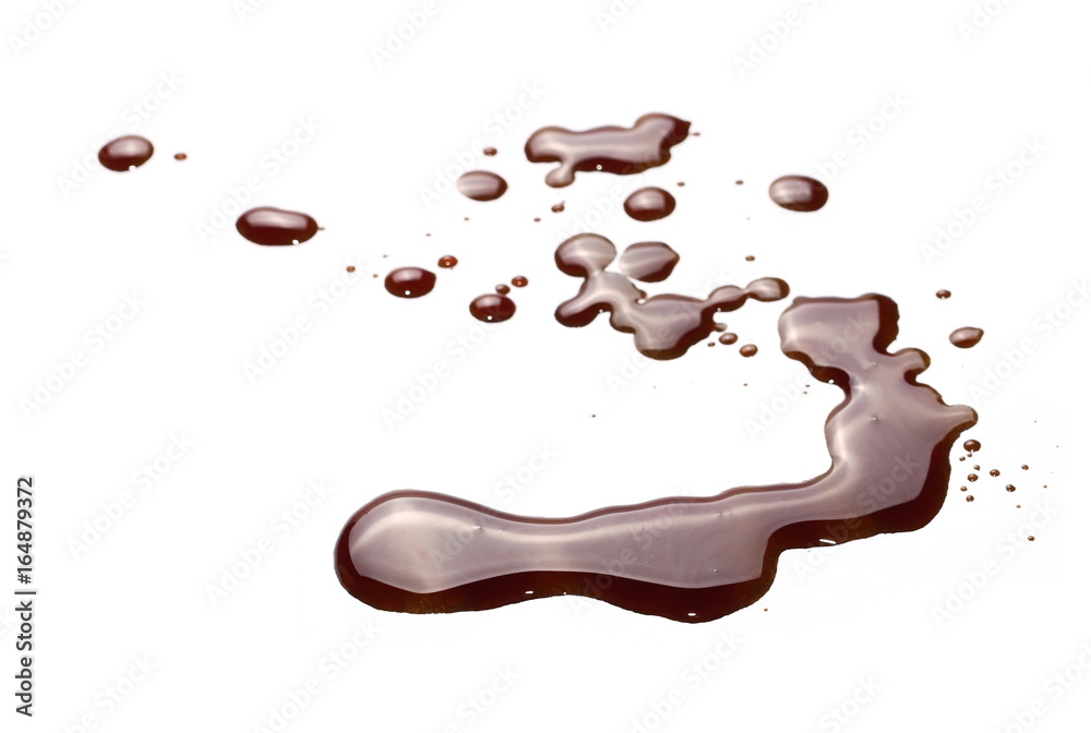 old engine oil spill and splash isolated on white background, texture 
