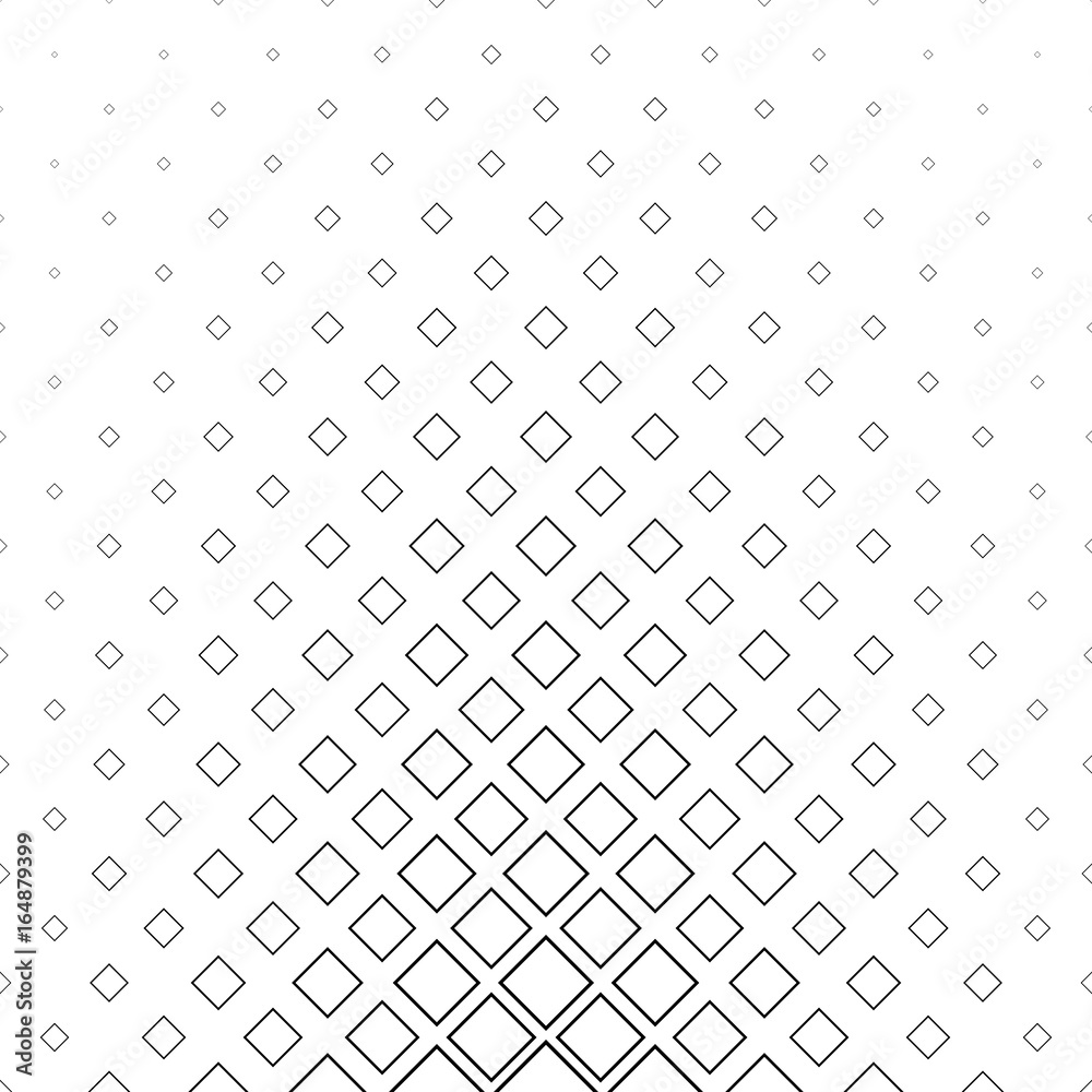 Black and white abstract square pattern background - monochrome vector design
